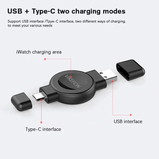 Magnetic 2-in-1 Wireless Charger for Apple Watch (Series 2-9, SE) and Samsung Galaxy Watch (6/5/4Pro/4/3 Active) – Fast Charging Station - Wearable Upgrades