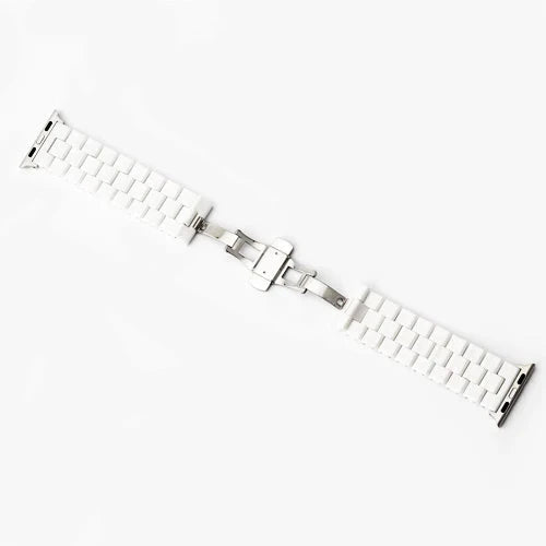 Metal & Resin Apple Watch Band with Butterfly Buckle – Compatible with 38mm & 42mm (Series 1, 2, 3) and 40mm & 44mm (Series 4, 5, 6, 7, 8, 9, 10) - Wearable Upgrades