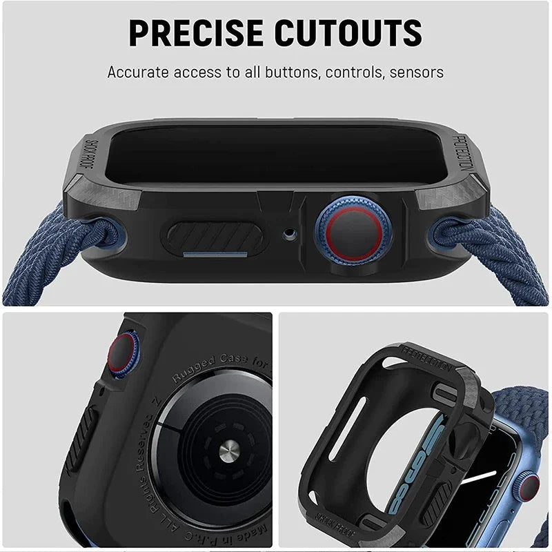 Rugged Cover for Apple Watch Case with TPU Screen Protector – Compatible with 38mm, 40mm, 41mm, 42mm, 44mm, and 45mm (Series 2, 3, 4, 5, 6, 7, 8, 9, SE) - Wearable Upgrades