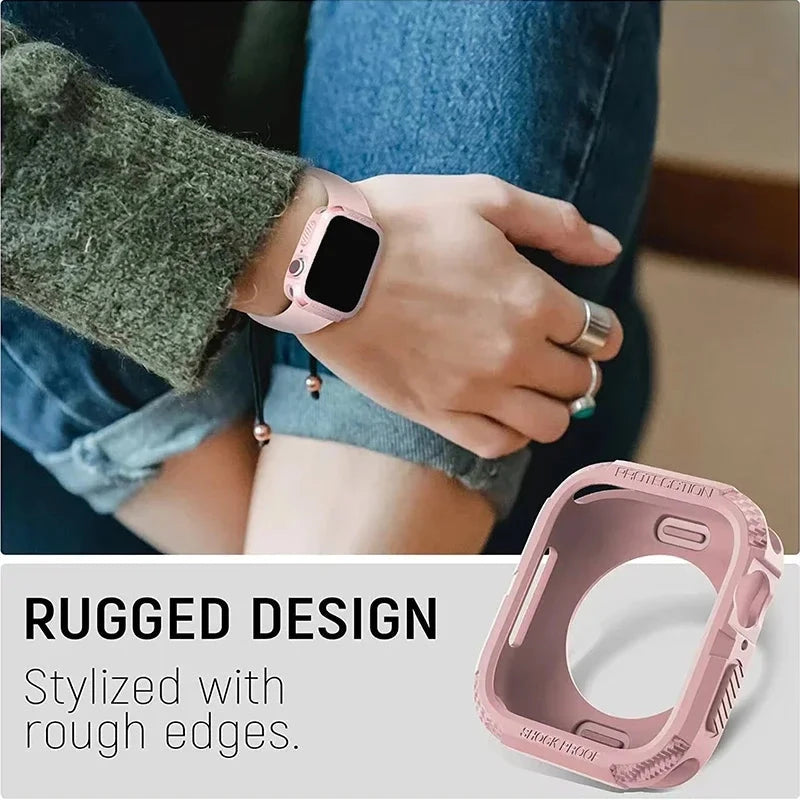 Rugged Cover for Apple Watch Case with TPU Screen Protector – Compatible with 38mm, 40mm, 41mm, 42mm, 44mm, and 45mm (Series 2, 3, 4, 5, 6, 7, 8, 9, SE) - Wearable Upgrades