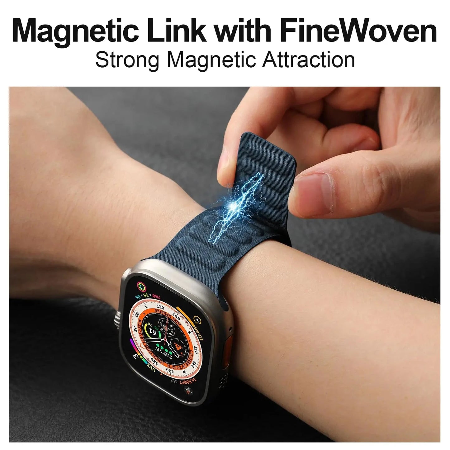 FineWoven Strap for Apple Watch, Magnetic Loop Band – Compatible with 38mm, 40mm, 41mm, 42mm, 44mm, 45mm, 49mm (Series 3, 4, 5, 6, 7, 8, 9, Ultra 2, SE) - Wearable Upgrades