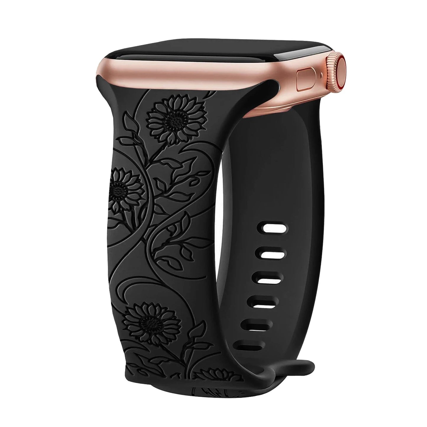 Floral Engraved Silicone Apple Watch Band – Stylish & Durable, Compatible with Apple Watch Series 1–9, Ultra & SE (38mm, 40mm, 41mm, 42mm, 44mm, 45mm, 49mm) - Wearable Upgrades