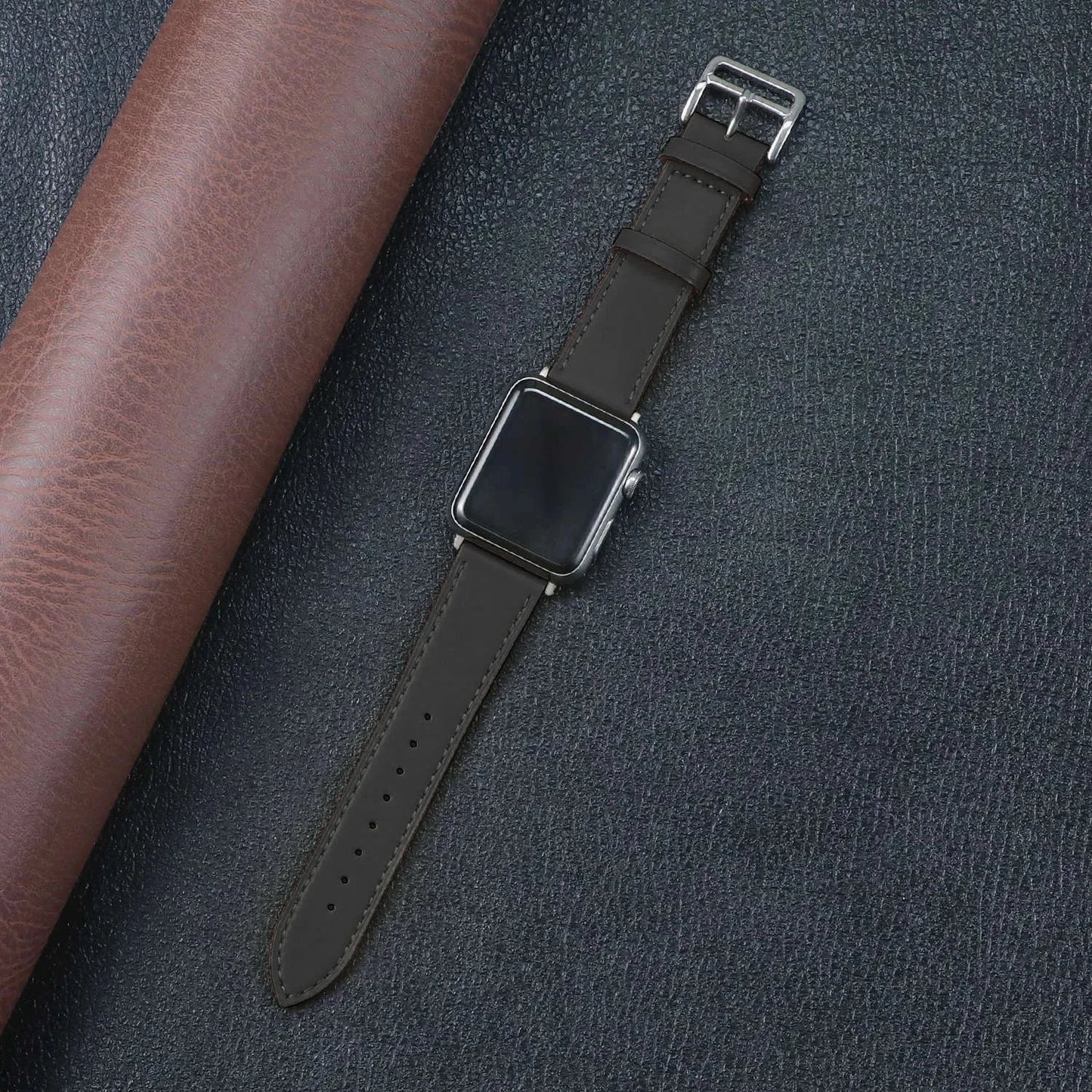 Genuine Leather Apple Watch Band, Single Tour Design – Compatible with Apple Watch Series 3, 6, 7, 8, SE, Ultra (38mm, 40mm, 41mm, 42mm, 44mm, 45mm, 49mm) - Wearable Upgrades