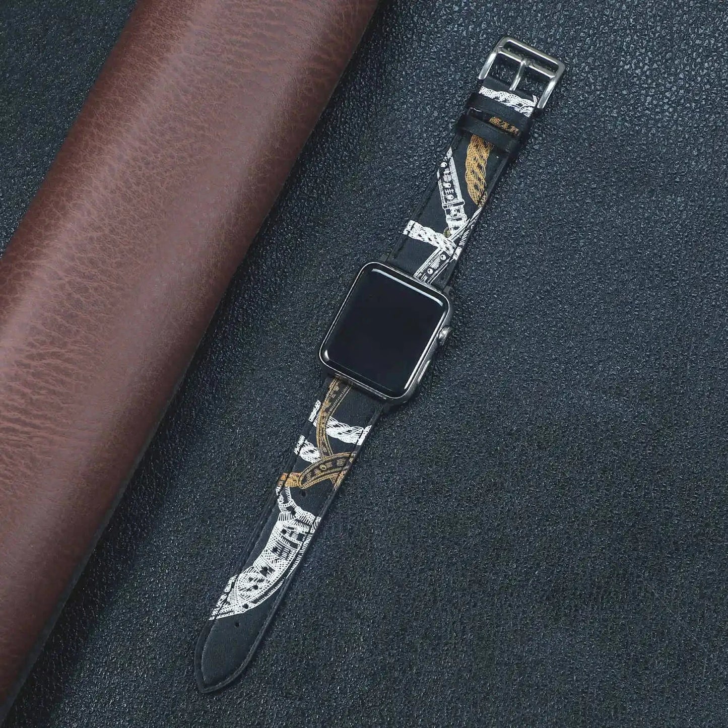 Genuine Leather Apple Watch Band, Single Tour Design – Compatible with Apple Watch Series 3, 6, 7, 8, SE, Ultra (38mm, 40mm, 41mm, 42mm, 44mm, 45mm, 49mm) - Wearable Upgrades