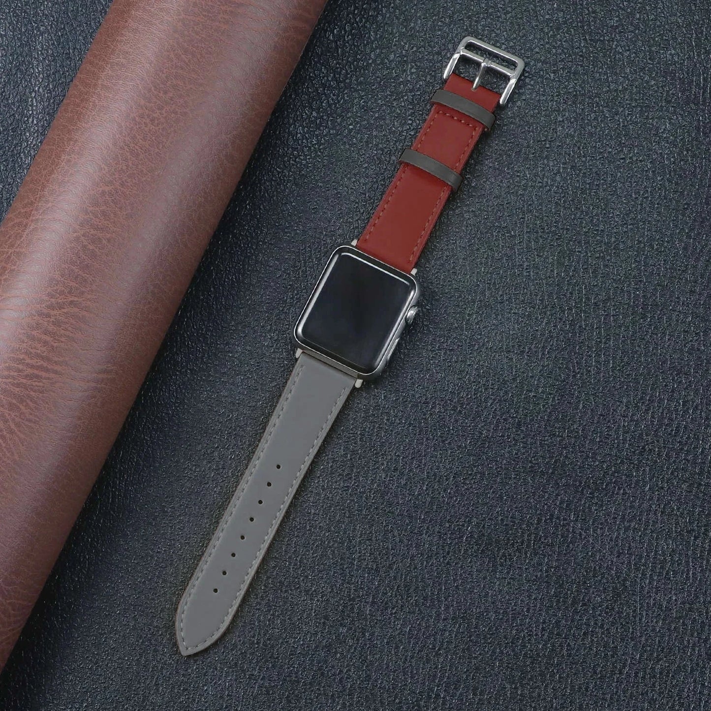 Genuine Leather Apple Watch Band, Single Tour Design – Compatible with Apple Watch Series 3, 6, 7, 8, SE, Ultra (38mm, 40mm, 41mm, 42mm, 44mm, 45mm, 49mm) - Wearable Upgrades