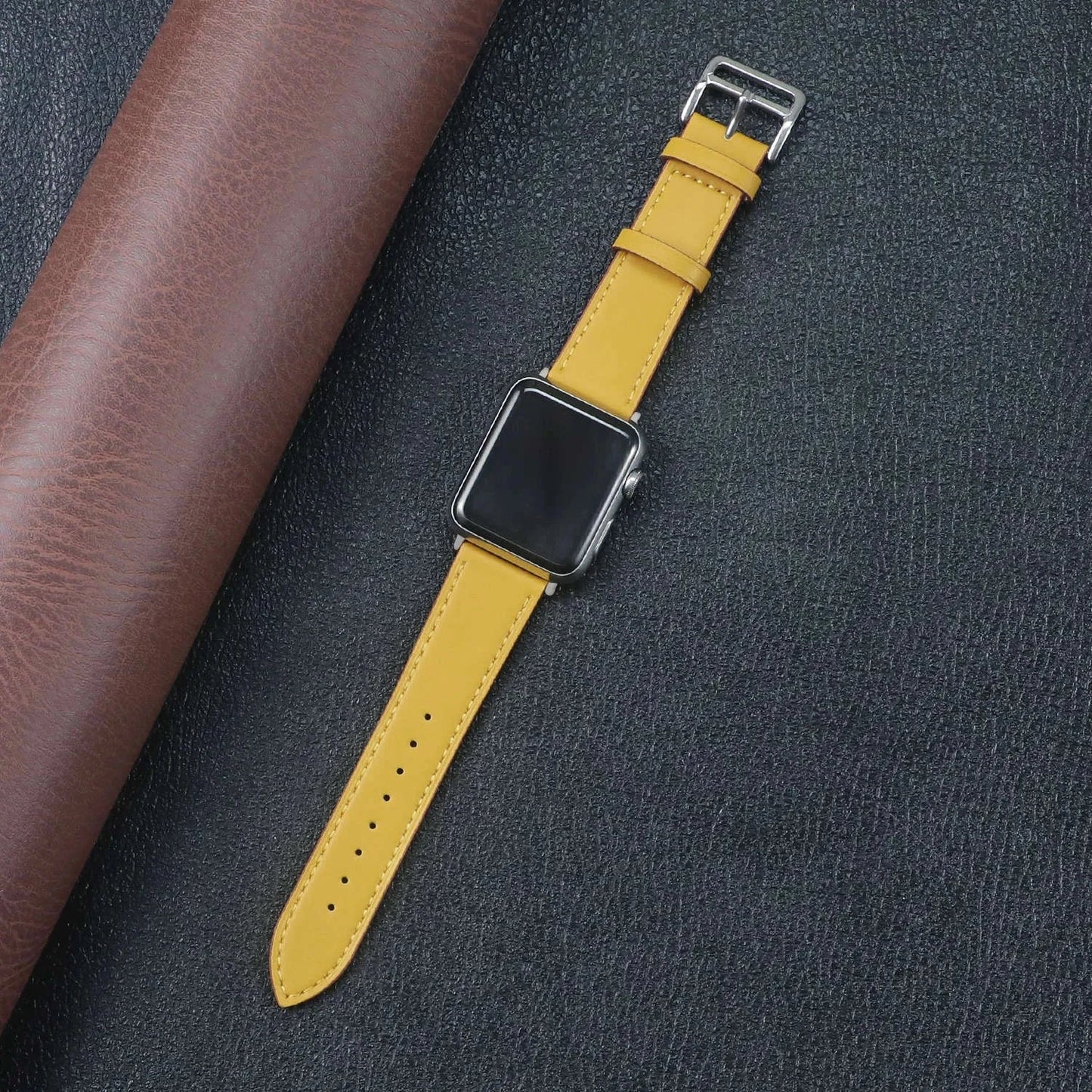 Genuine Leather Apple Watch Band, Single Tour Design – Compatible with Apple Watch Series 3, 6, 7, 8, SE, Ultra (38mm, 40mm, 41mm, 42mm, 44mm, 45mm, 49mm) - Wearable Upgrades