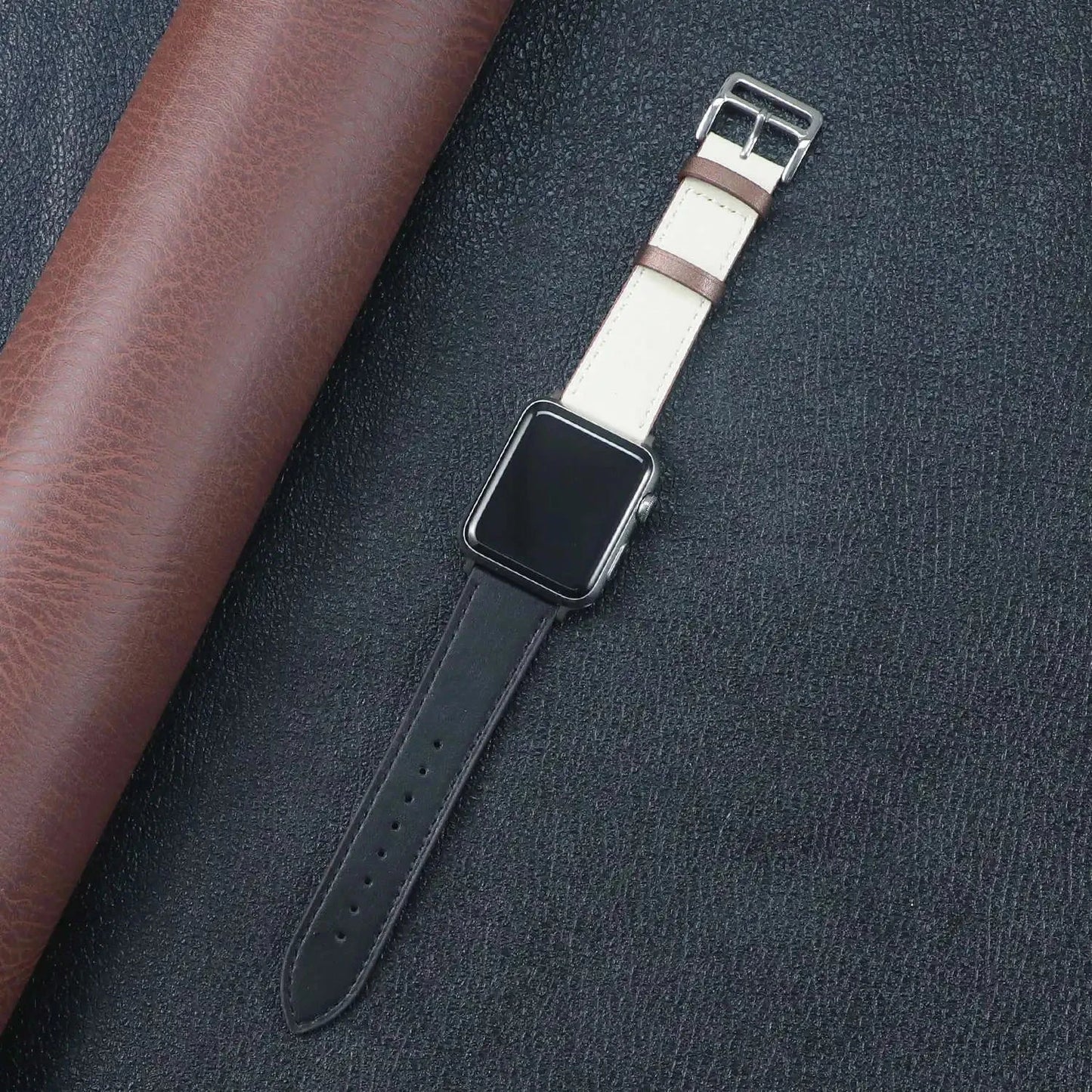 Genuine Leather Apple Watch Band, Single Tour Design – Compatible with Apple Watch Series 3, 6, 7, 8, SE, Ultra (38mm, 40mm, 41mm, 42mm, 44mm, 45mm, 49mm) - Wearable Upgrades