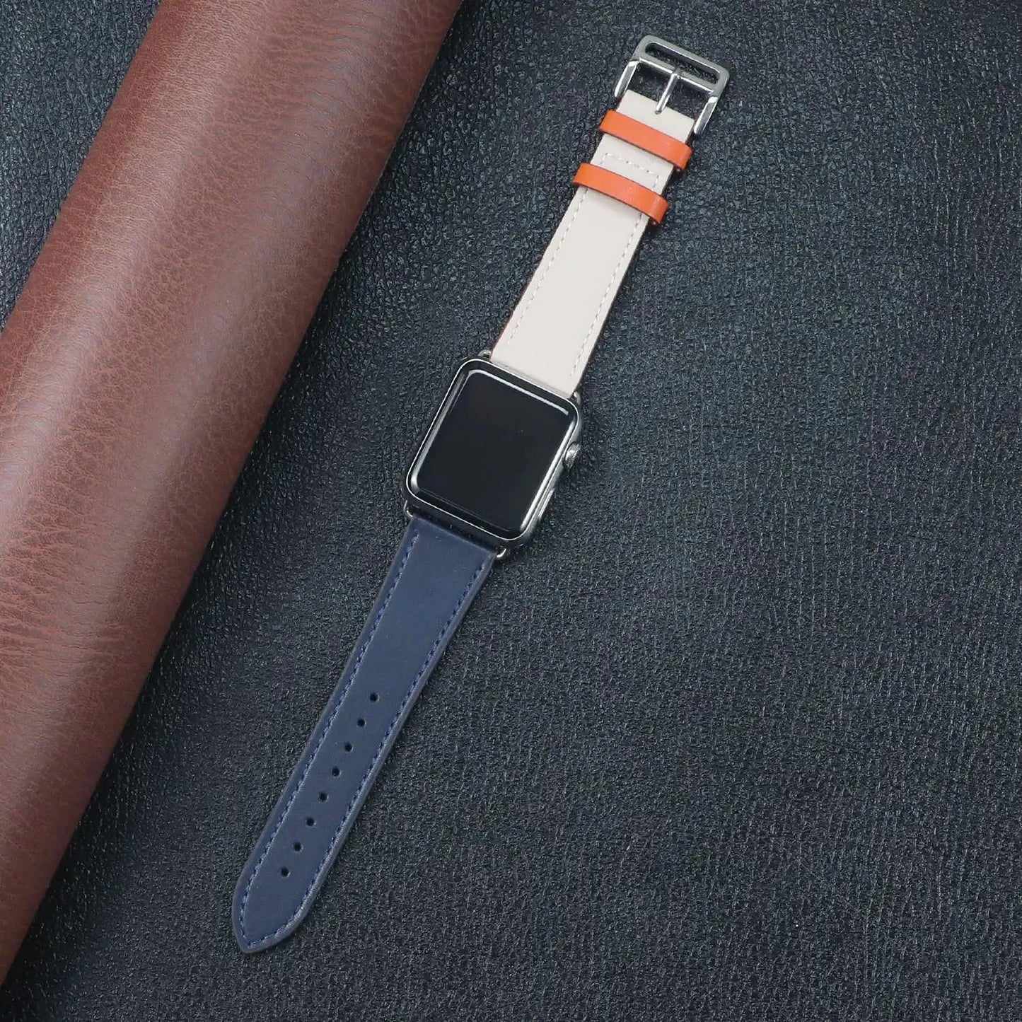 Genuine Leather Apple Watch Band, Single Tour Design – Compatible with Apple Watch Series 3, 6, 7, 8, SE, Ultra (38mm, 40mm, 41mm, 42mm, 44mm, 45mm, 49mm) - Wearable Upgrades