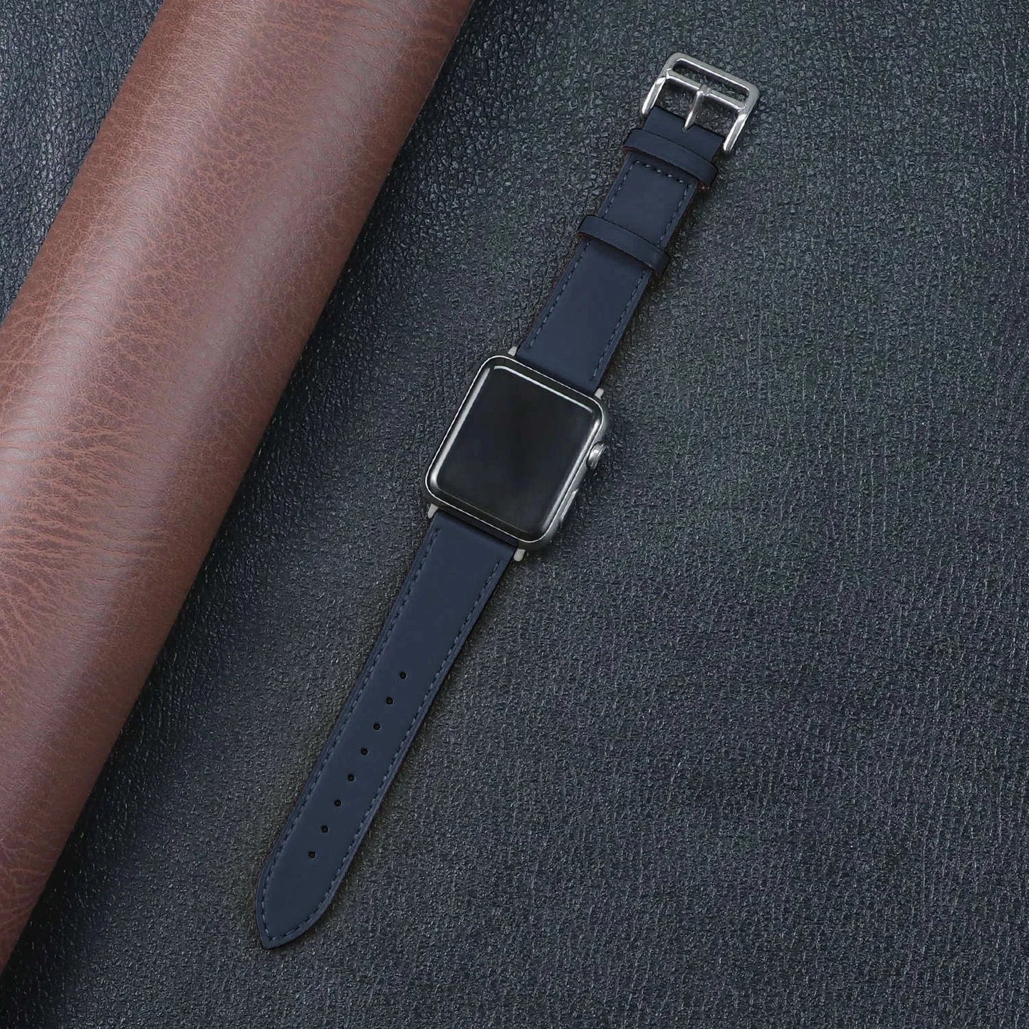Genuine Leather Apple Watch Band, Single Tour Design – Compatible with Apple Watch Series 3, 6, 7, 8, SE, Ultra (38mm, 40mm, 41mm, 42mm, 44mm, 45mm, 49mm) - Wearable Upgrades