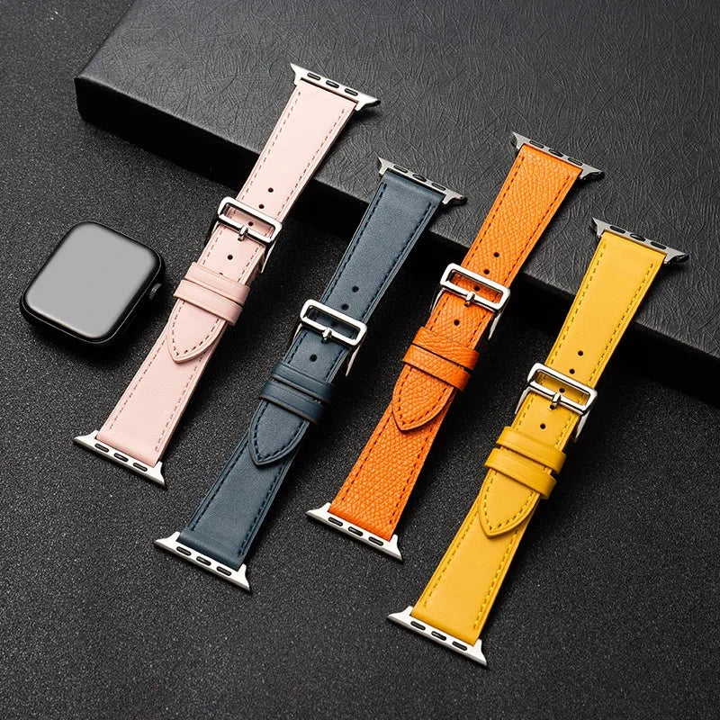 Genuine Leather Apple Watch Band, Single Tour Design – Compatible with Apple Watch Series 3, 6, 7, 8, SE, Ultra (38mm, 40mm, 41mm, 42mm, 44mm, 45mm, 49mm) - Wearable Upgrades