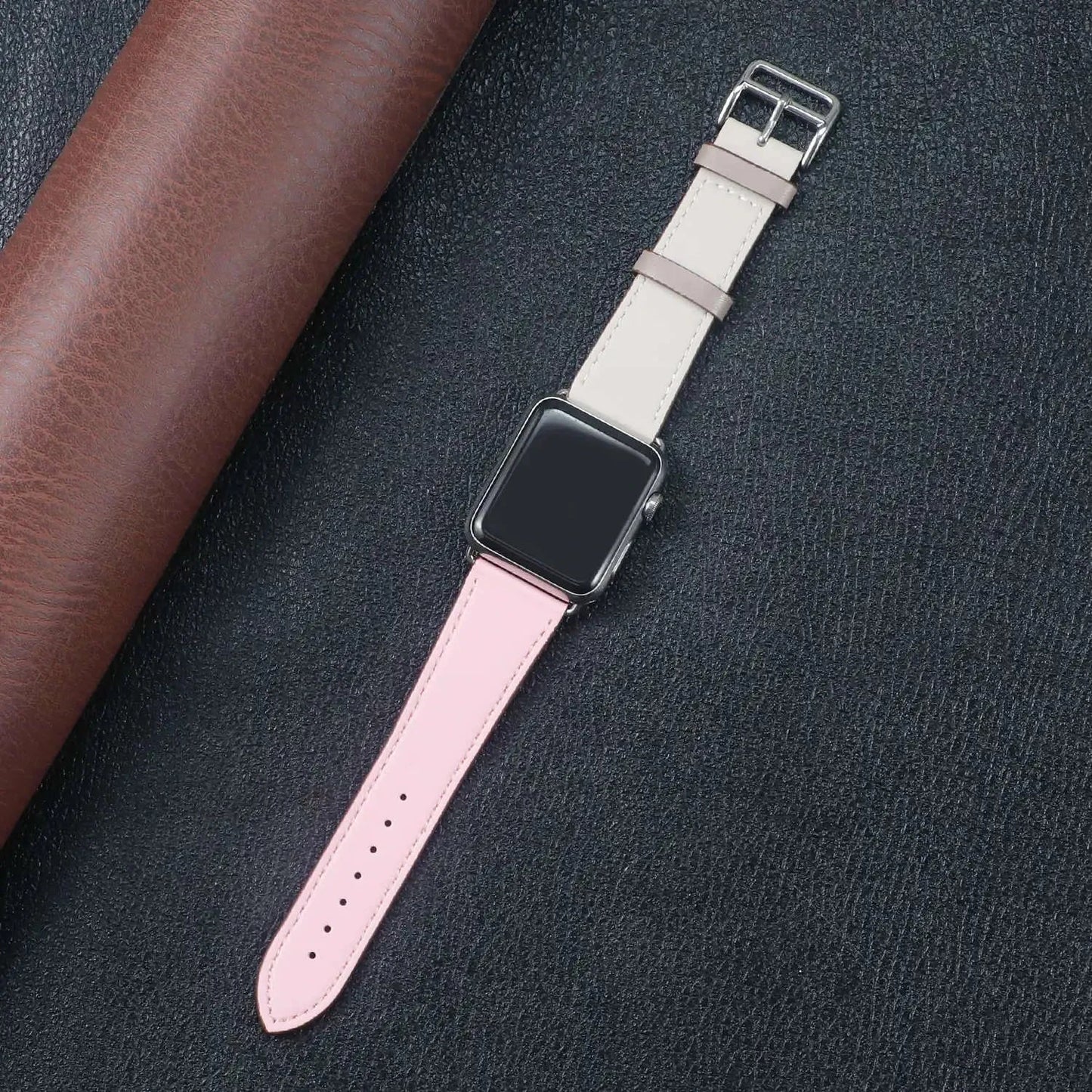 Genuine Leather Apple Watch Band, Single Tour Design – Compatible with Apple Watch Series 3, 6, 7, 8, SE, Ultra (38mm, 40mm, 41mm, 42mm, 44mm, 45mm, 49mm) - Wearable Upgrades