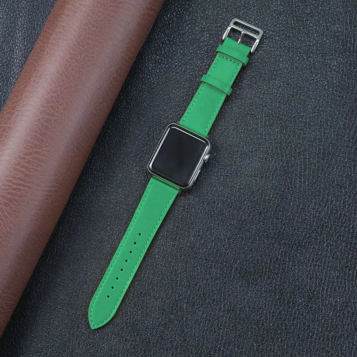 Genuine Leather Apple Watch Band, Single Tour Design – Compatible with Apple Watch Series 3, 6, 7, 8, SE, Ultra (38mm, 40mm, 41mm, 42mm, 44mm, 45mm, 49mm) - Wearable Upgrades