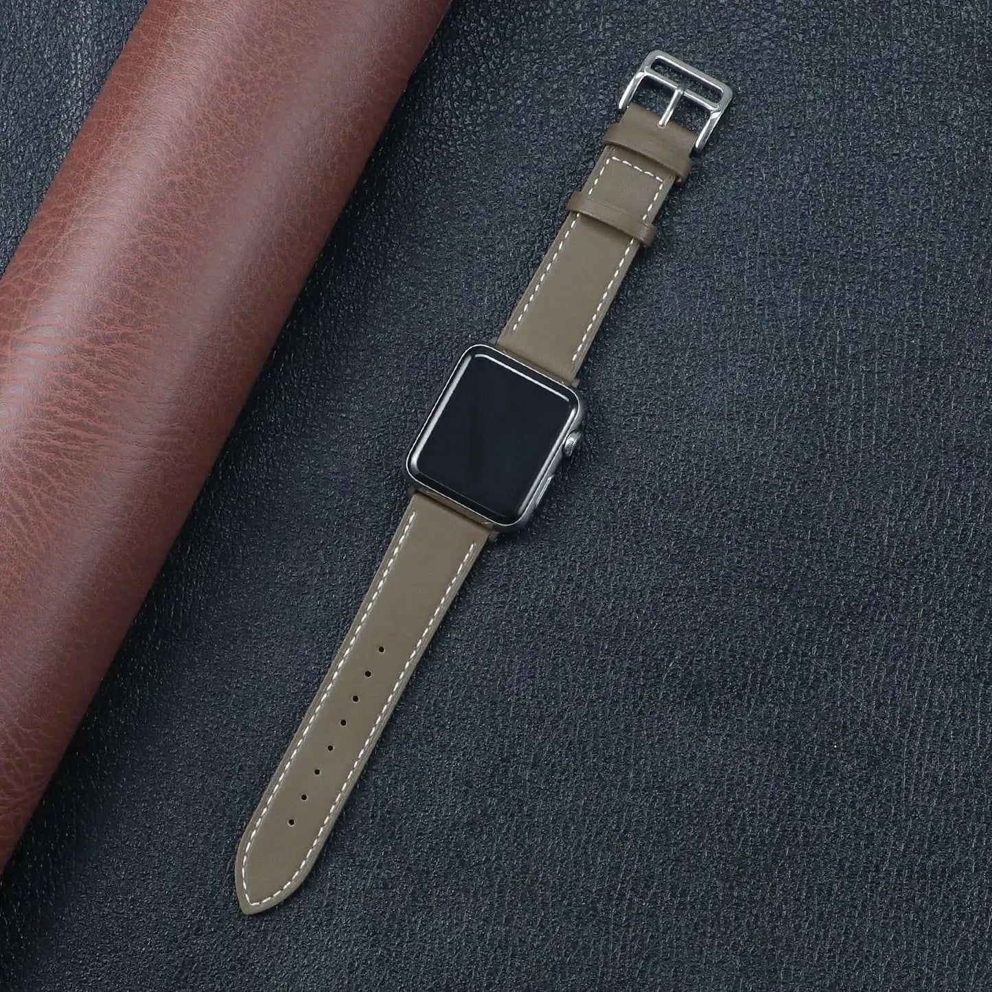 Genuine Leather Apple Watch Band, Single Tour Design – Compatible with Apple Watch Series 3, 6, 7, 8, SE, Ultra (38mm, 40mm, 41mm, 42mm, 44mm, 45mm, 49mm) - Wearable Upgrades