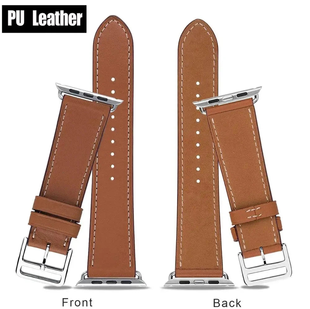 Genuine Leather Apple Watch Band, Single Tour Design – Compatible with Apple Watch Series 3, 6, 7, 8, SE, Ultra (38mm, 40mm, 41mm, 42mm, 44mm, 45mm, 49mm) - Wearable Upgrades