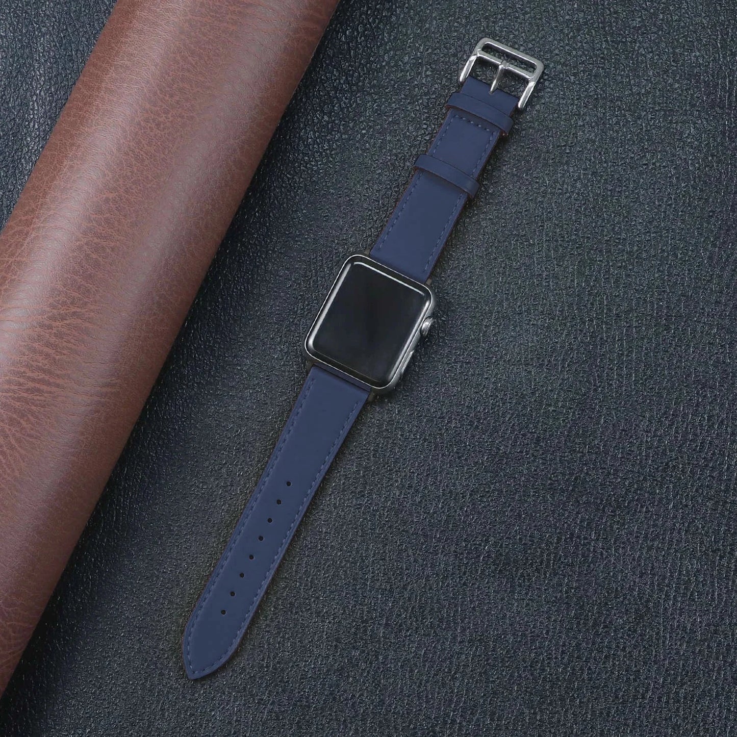 Genuine Leather Apple Watch Band, Single Tour Design – Compatible with Apple Watch Series 3, 6, 7, 8, SE, Ultra (38mm, 40mm, 41mm, 42mm, 44mm, 45mm, 49mm) - Wearable Upgrades