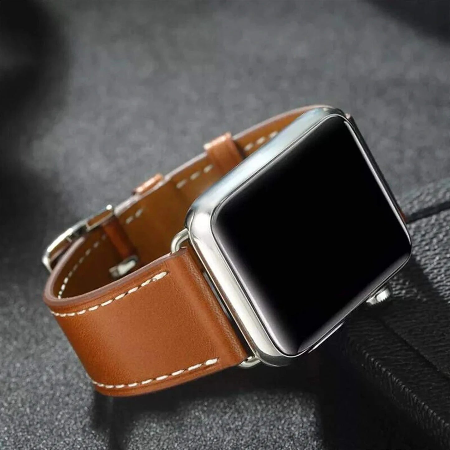 Genuine Leather Apple Watch Band, Single Tour Design – Compatible with Apple Watch Series 3, 6, 7, 8, SE, Ultra (38mm, 40mm, 41mm, 42mm, 44mm, 45mm, 49mm) - Wearable Upgrades
