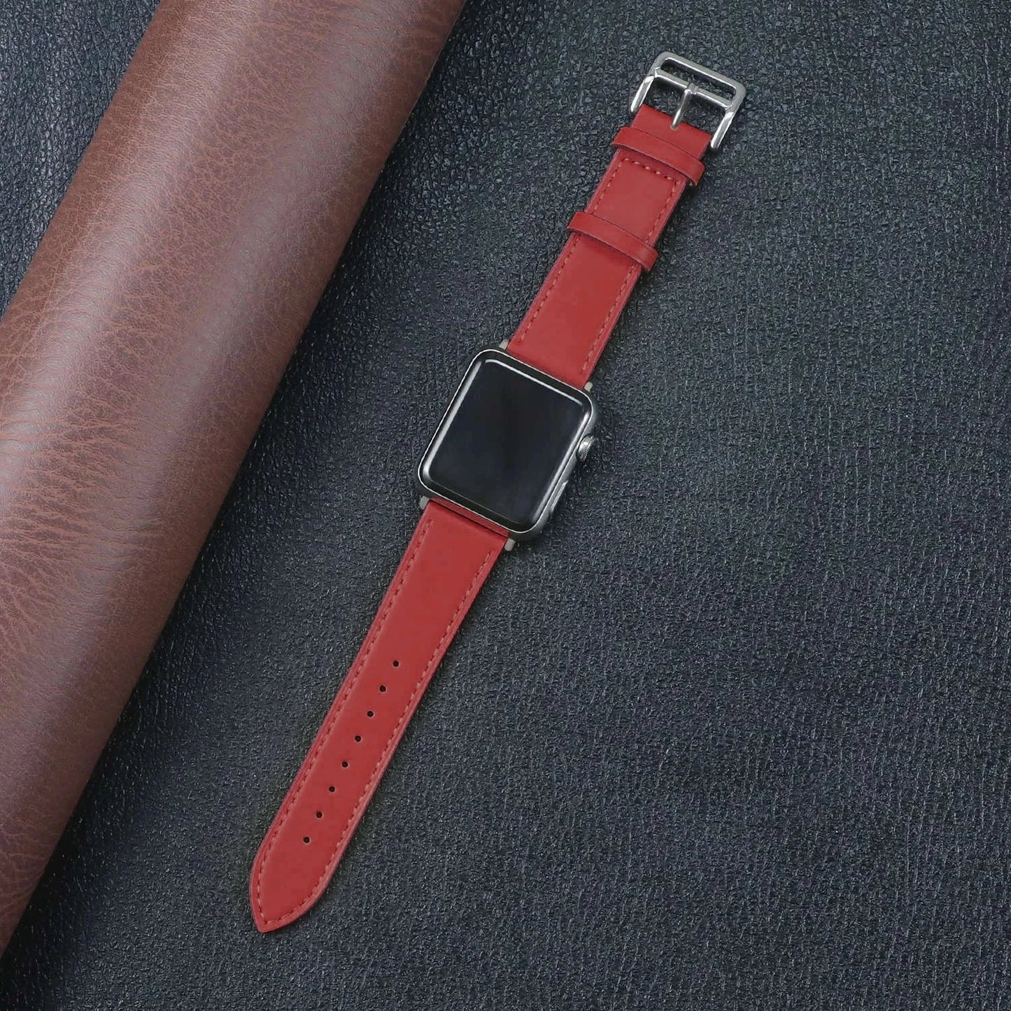 Genuine Leather Apple Watch Band, Single Tour Design – Compatible with Apple Watch Series 3, 6, 7, 8, SE, Ultra (38mm, 40mm, 41mm, 42mm, 44mm, 45mm, 49mm) - Wearable Upgrades