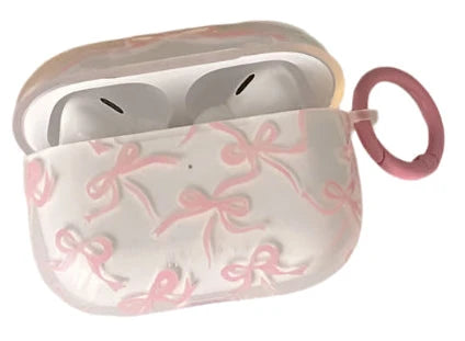 Ins Pink Bow Case for AirPods – Soft Protective Cover with Keyring, Compatible with AirPods 1, 2, 3, and AirPods Pro 2 - Wearable Upgrades