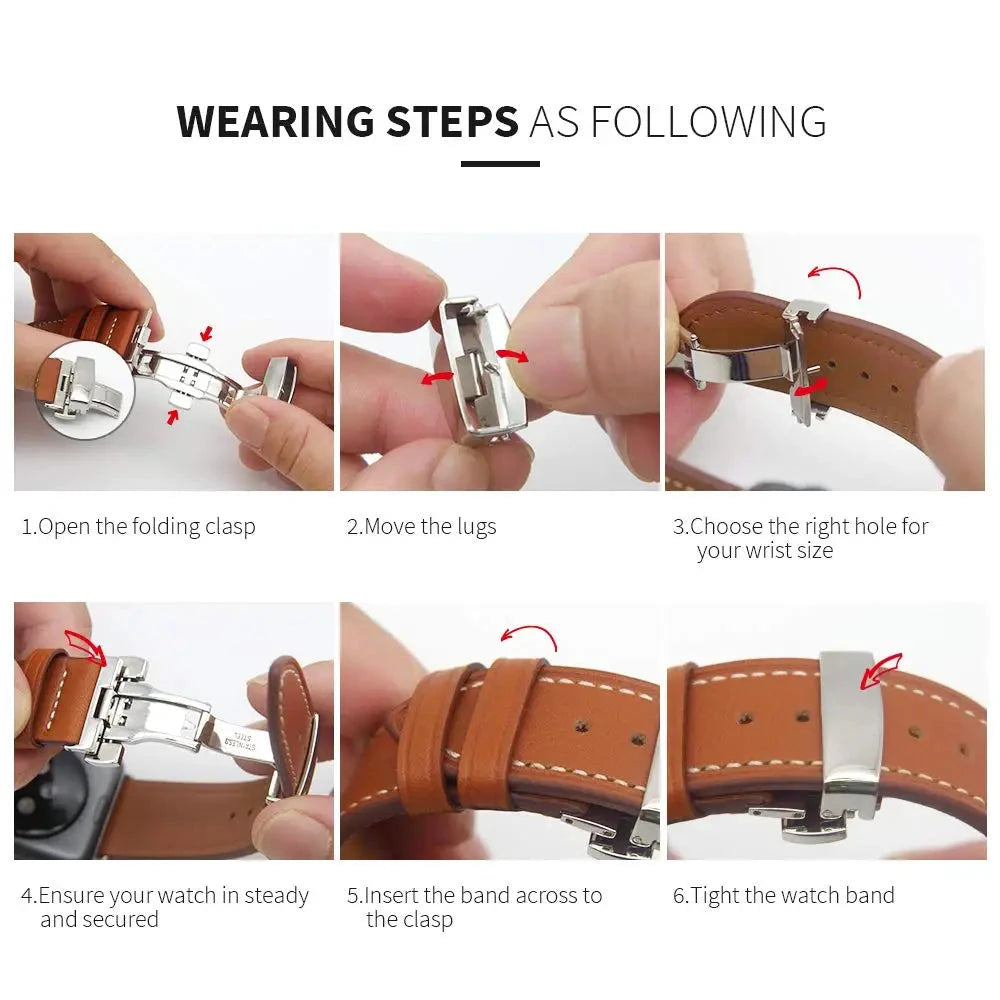 Leather Strap for Apple Watch Band – Stylish & Durable Replacement Band, Compatible with 38mm, 40mm, 41mm, 42mm, 44mm, 45mm, 49mm (Series 1, 2, 3, 4, 5, 6, 7, 8, 9, SE, Ultra 2) - Wearable Upgrades