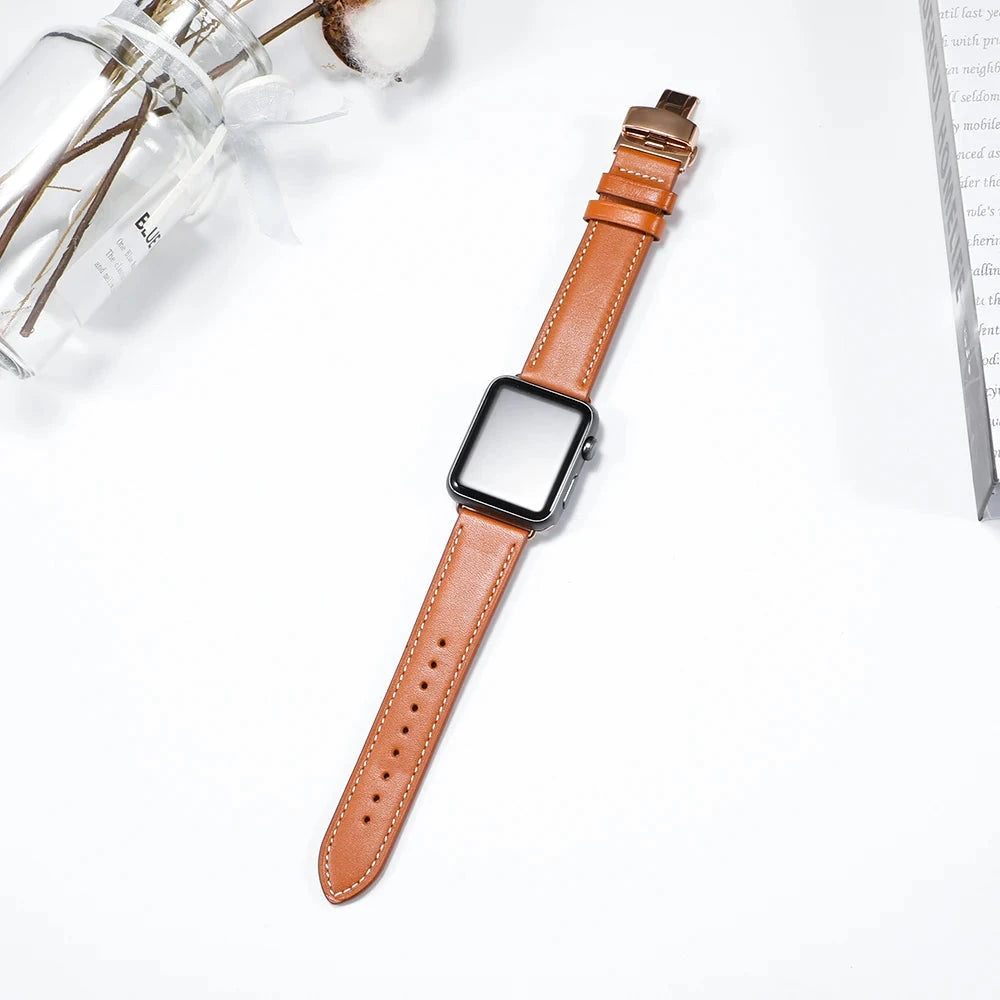 Leather Strap for Apple Watch Band – Stylish & Durable Replacement Band, Compatible with 38mm, 40mm, 41mm, 42mm, 44mm, 45mm, 49mm (Series 1, 2, 3, 4, 5, 6, 7, 8, 9, SE, Ultra 2) - Wearable Upgrades