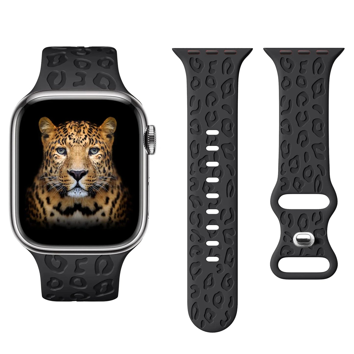 Leopard Engraved Silicone Apple Watch Band – Stylish & Durable, Compatible with 38mm, 40mm, 42mm, 44mm, 45mm, 49mm (Series 3, 6, 7, 8, SE, Ultra) - Wearable Upgrades