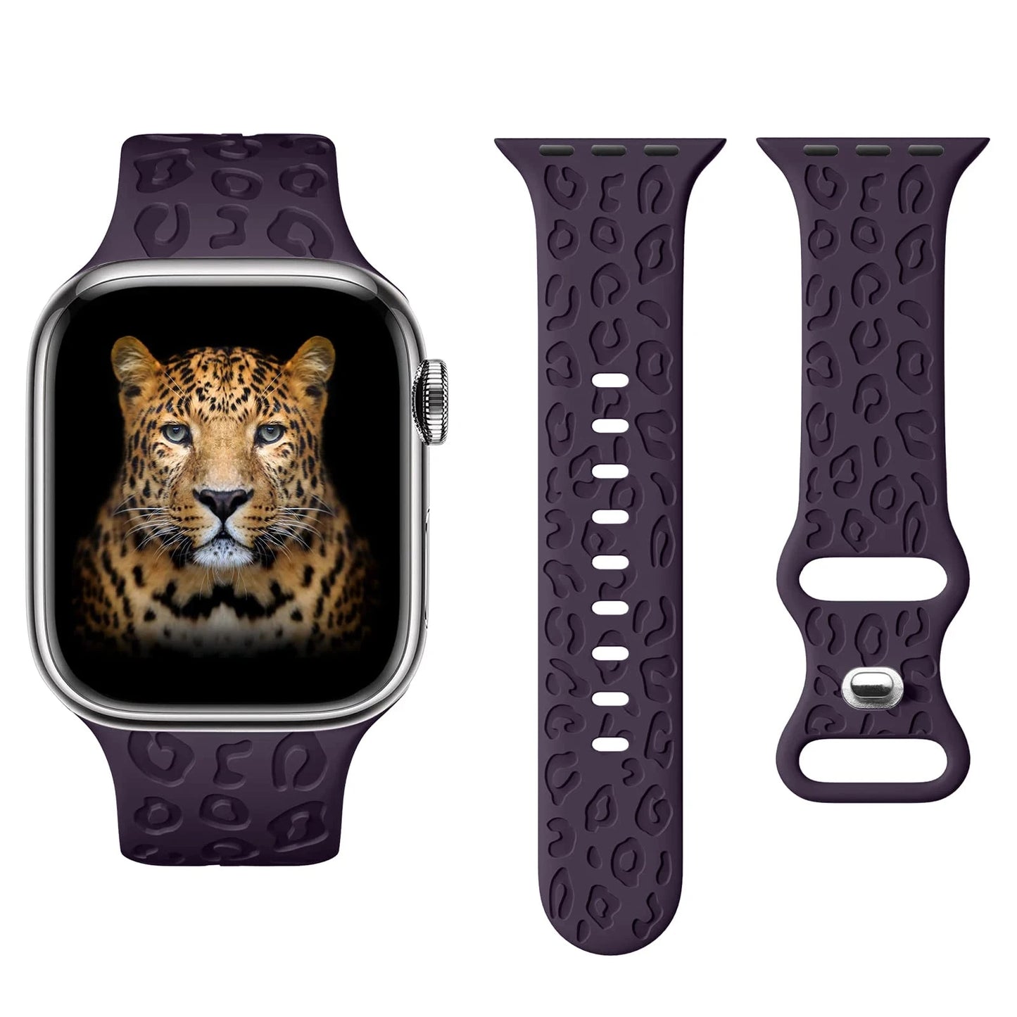 Leopard Engraved Silicone Apple Watch Band – Stylish & Durable, Compatible with 38mm, 40mm, 42mm, 44mm, 45mm, 49mm (Series 3, 6, 7, 8, SE, Ultra) - Wearable Upgrades