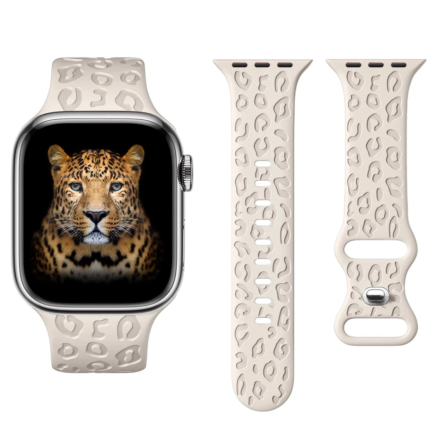 Leopard Engraved Silicone Apple Watch Band – Stylish & Durable, Compatible with 38mm, 40mm, 42mm, 44mm, 45mm, 49mm (Series 3, 6, 7, 8, SE, Ultra) - Wearable Upgrades