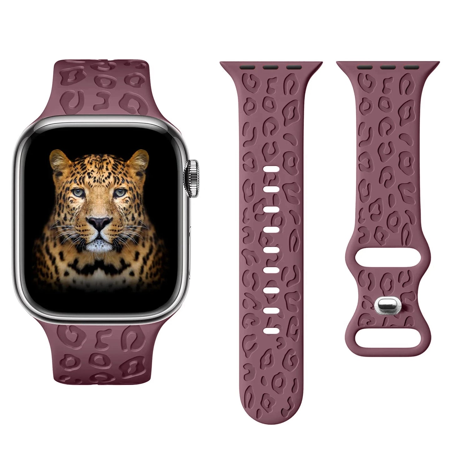 Leopard Engraved Silicone Apple Watch Band – Stylish & Durable, Compatible with 38mm, 40mm, 42mm, 44mm, 45mm, 49mm (Series 3, 6, 7, 8, SE, Ultra) - Wearable Upgrades