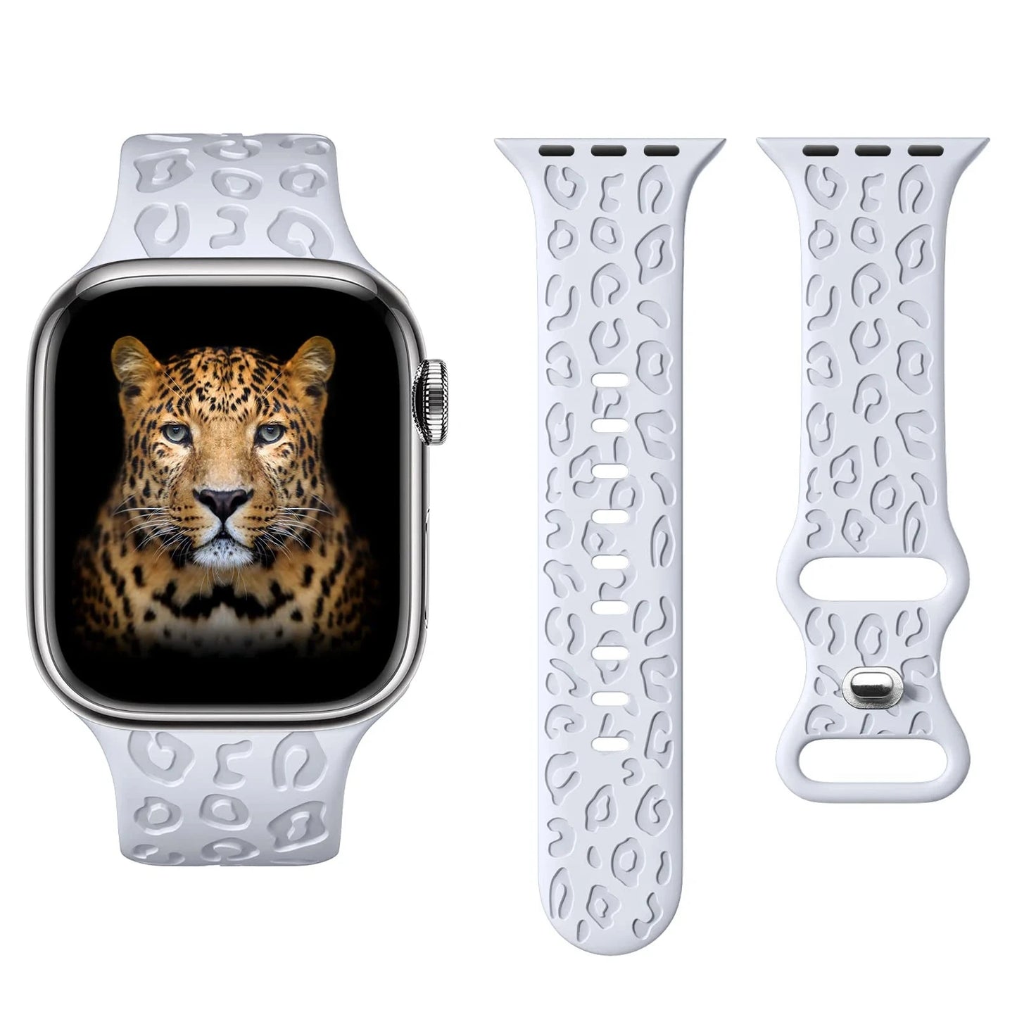 Leopard Engraved Silicone Apple Watch Band – Stylish & Durable, Compatible with 38mm, 40mm, 42mm, 44mm, 45mm, 49mm (Series 3, 6, 7, 8, SE, Ultra) - Wearable Upgrades