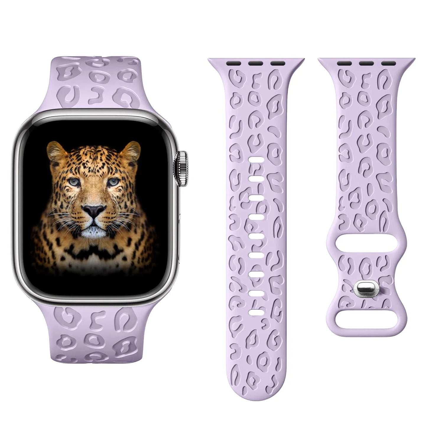 Leopard Engraved Silicone Apple Watch Band – Stylish & Durable, Compatible with 38mm, 40mm, 42mm, 44mm, 45mm, 49mm (Series 3, 6, 7, 8, SE, Ultra) - Wearable Upgrades