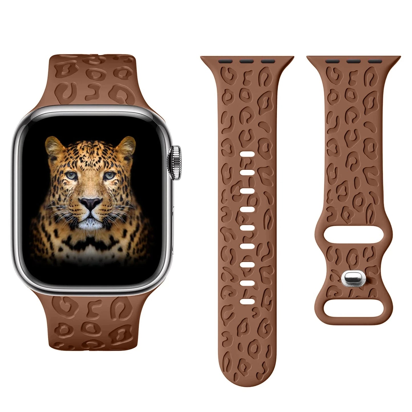 Leopard Engraved Silicone Apple Watch Band – Stylish & Durable, Compatible with 38mm, 40mm, 42mm, 44mm, 45mm, 49mm (Series 3, 6, 7, 8, SE, Ultra) - Wearable Upgrades