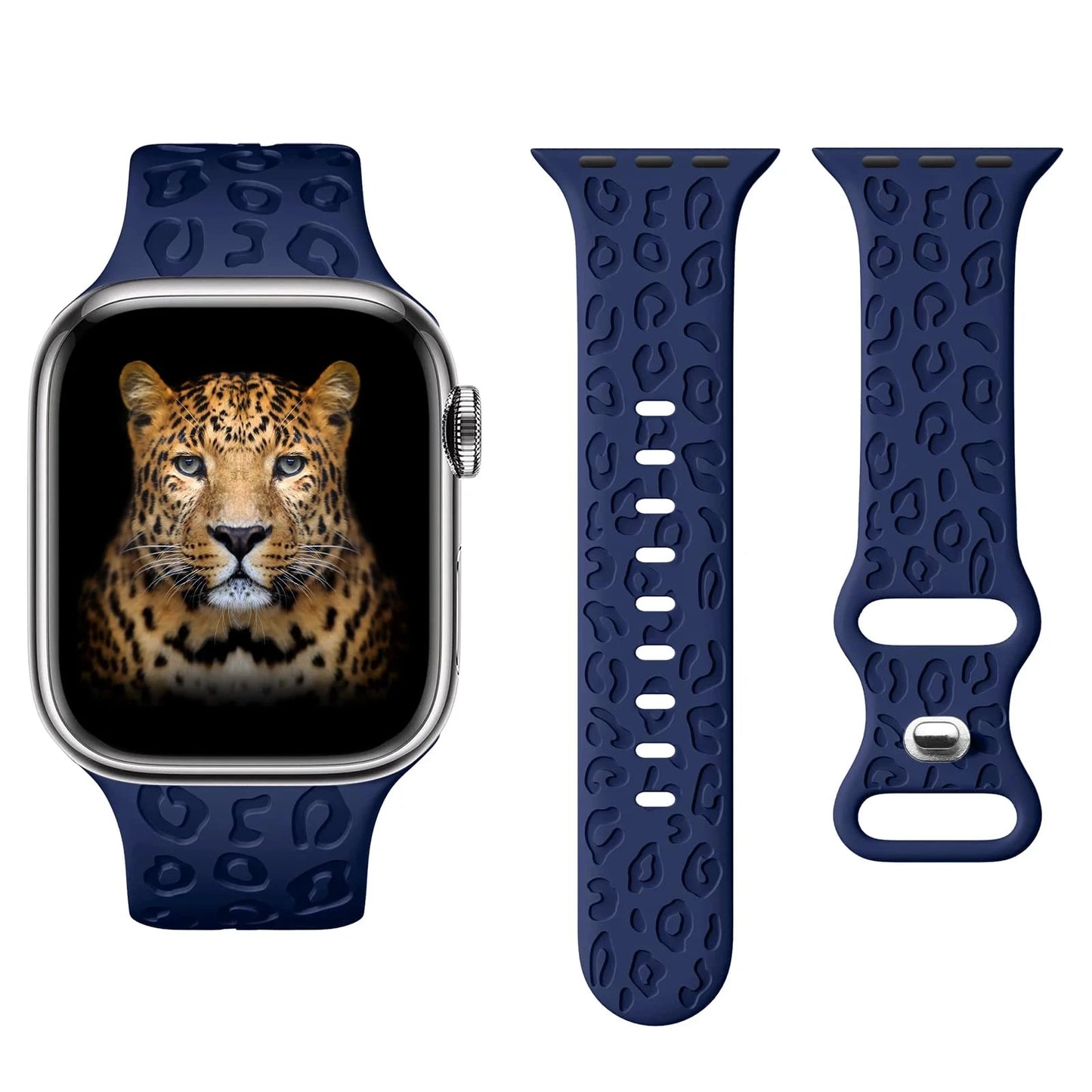 Leopard Engraved Silicone Apple Watch Band – Stylish & Durable, Compatible with 38mm, 40mm, 42mm, 44mm, 45mm, 49mm (Series 3, 6, 7, 8, SE, Ultra) - Wearable Upgrades