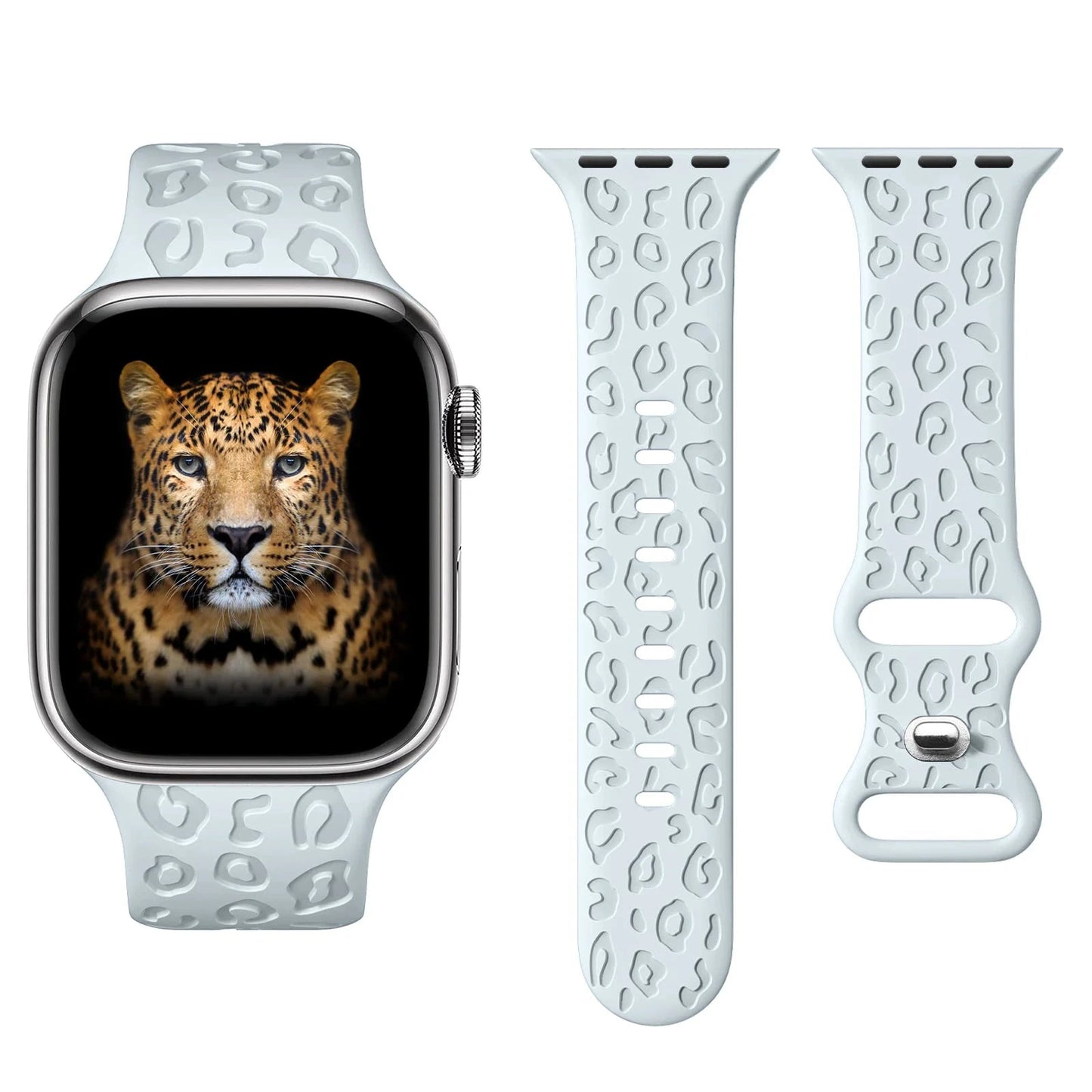 Leopard Engraved Silicone Apple Watch Band – Stylish & Durable, Compatible with 38mm, 40mm, 42mm, 44mm, 45mm, 49mm (Series 3, 6, 7, 8, SE, Ultra) - Wearable Upgrades