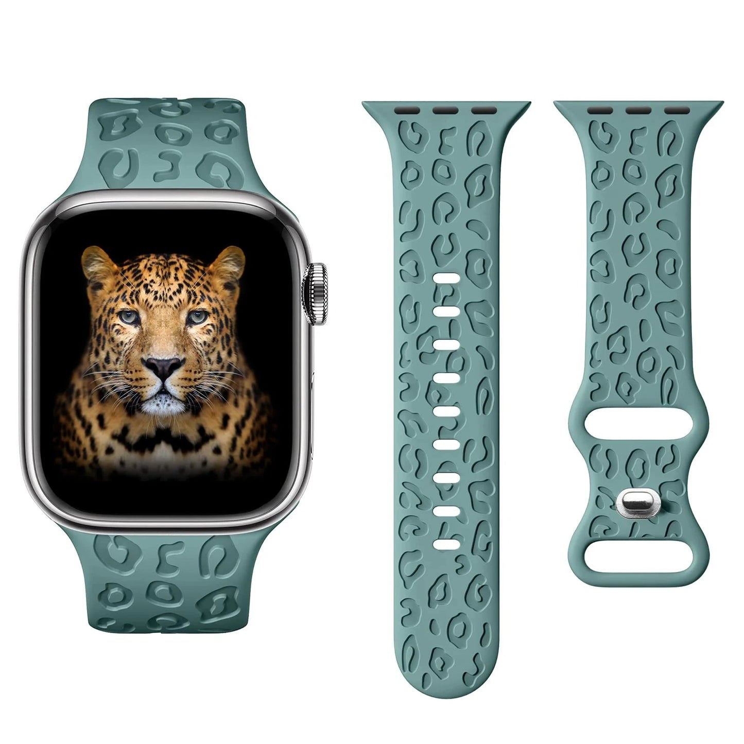 Leopard Engraved Silicone Apple Watch Band – Stylish & Durable, Compatible with 38mm, 40mm, 42mm, 44mm, 45mm, 49mm (Series 3, 6, 7, 8, SE, Ultra) - Wearable Upgrades