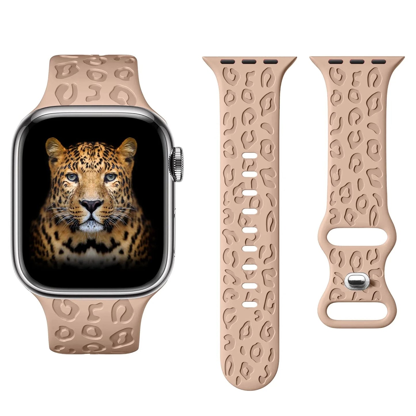 Leopard Engraved Silicone Apple Watch Band – Stylish & Durable, Compatible with 38mm, 40mm, 42mm, 44mm, 45mm, 49mm (Series 3, 6, 7, 8, SE, Ultra) - Wearable Upgrades