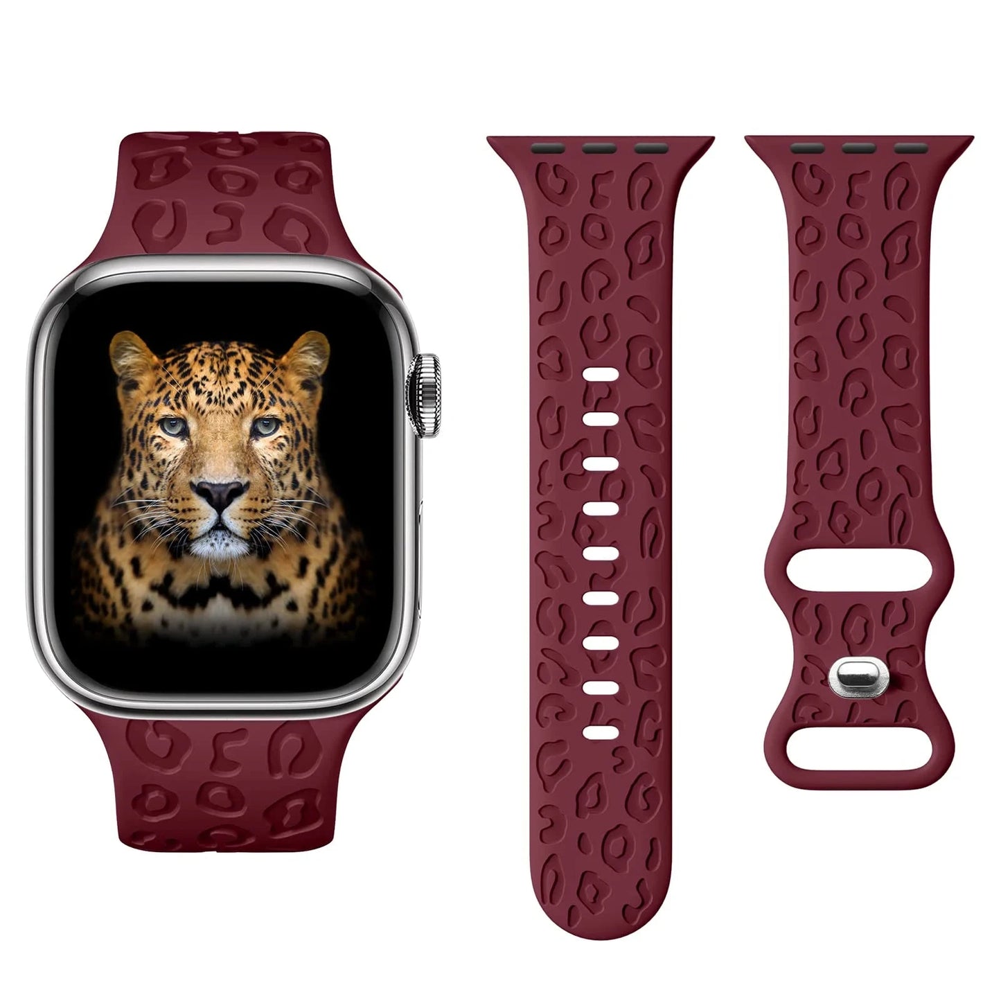 Leopard Engraved Silicone Apple Watch Band – Stylish & Durable, Compatible with 38mm, 40mm, 42mm, 44mm, 45mm, 49mm (Series 3, 6, 7, 8, SE, Ultra) - Wearable Upgrades