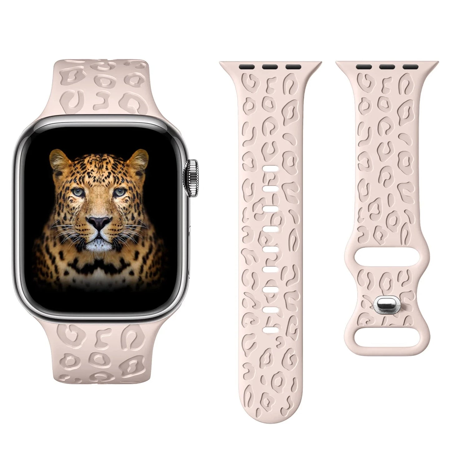 Leopard Engraved Silicone Apple Watch Band – Stylish & Durable, Compatible with 38mm, 40mm, 42mm, 44mm, 45mm, 49mm (Series 3, 6, 7, 8, SE, Ultra) - Wearable Upgrades
