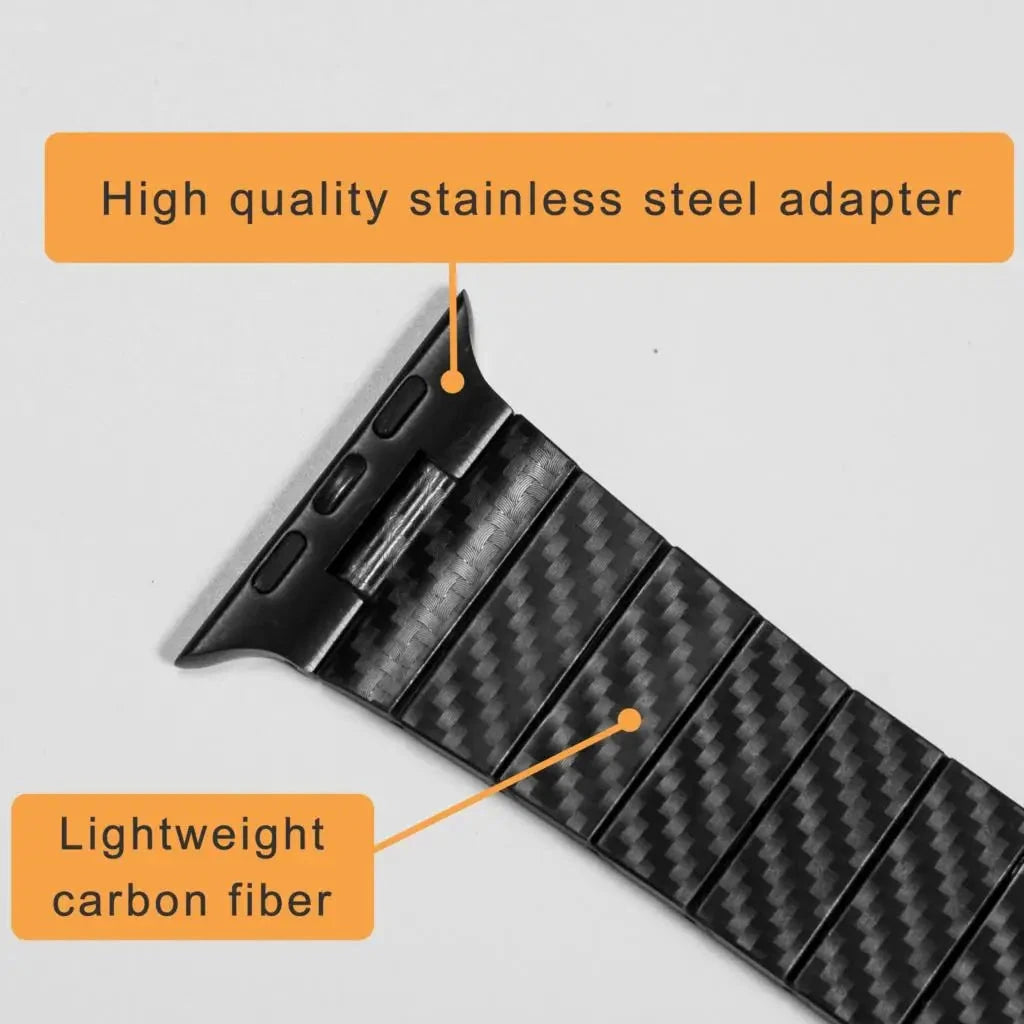 Lightweight Carbon Fiber Apple Watch Band with Link Bracelet – Compatible with 38mm & 42mm (Series 1, 2, 3) and 40mm & 44mm (Series 4, 5, 6, 7, SE) - Wearable Upgrades