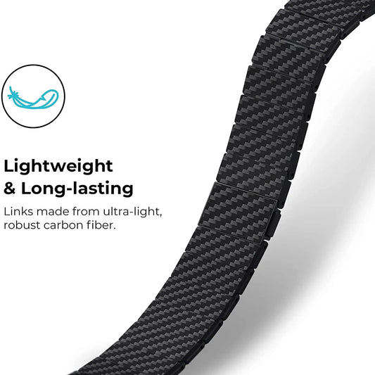 Lightweight Carbon Fiber Apple Watch Band with Link Bracelet – Compatible with 38mm & 42mm (Series 1, 2, 3) and 40mm & 44mm (Series 4, 5, 6, 7, SE) - Wearable Upgrades