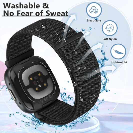 Nylon Loop Strap for Fitbit – Soft & Breathable Sport Band, Compatible with Fitbit Versa 4, 3, Sense 2 (Replacement Band) - Wearable Upgrades