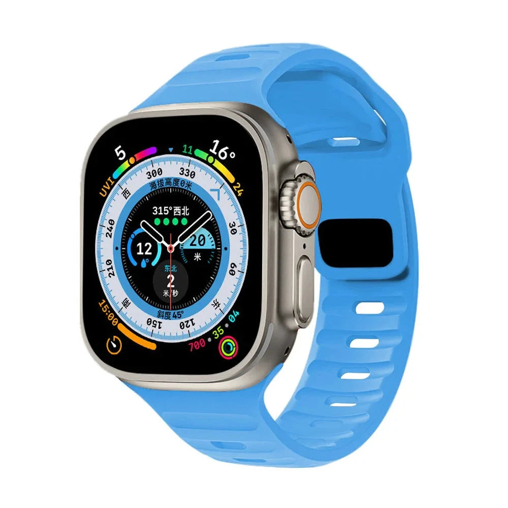 Ocean Silicone Strap for Apple Watch Band, Durable Replacement Strap Compatible with 42mm, 44mm, 45mm, 49mm (Series 3, 4, 5, 6, 7, 8, SE, Ultra) - Wearable Upgrades