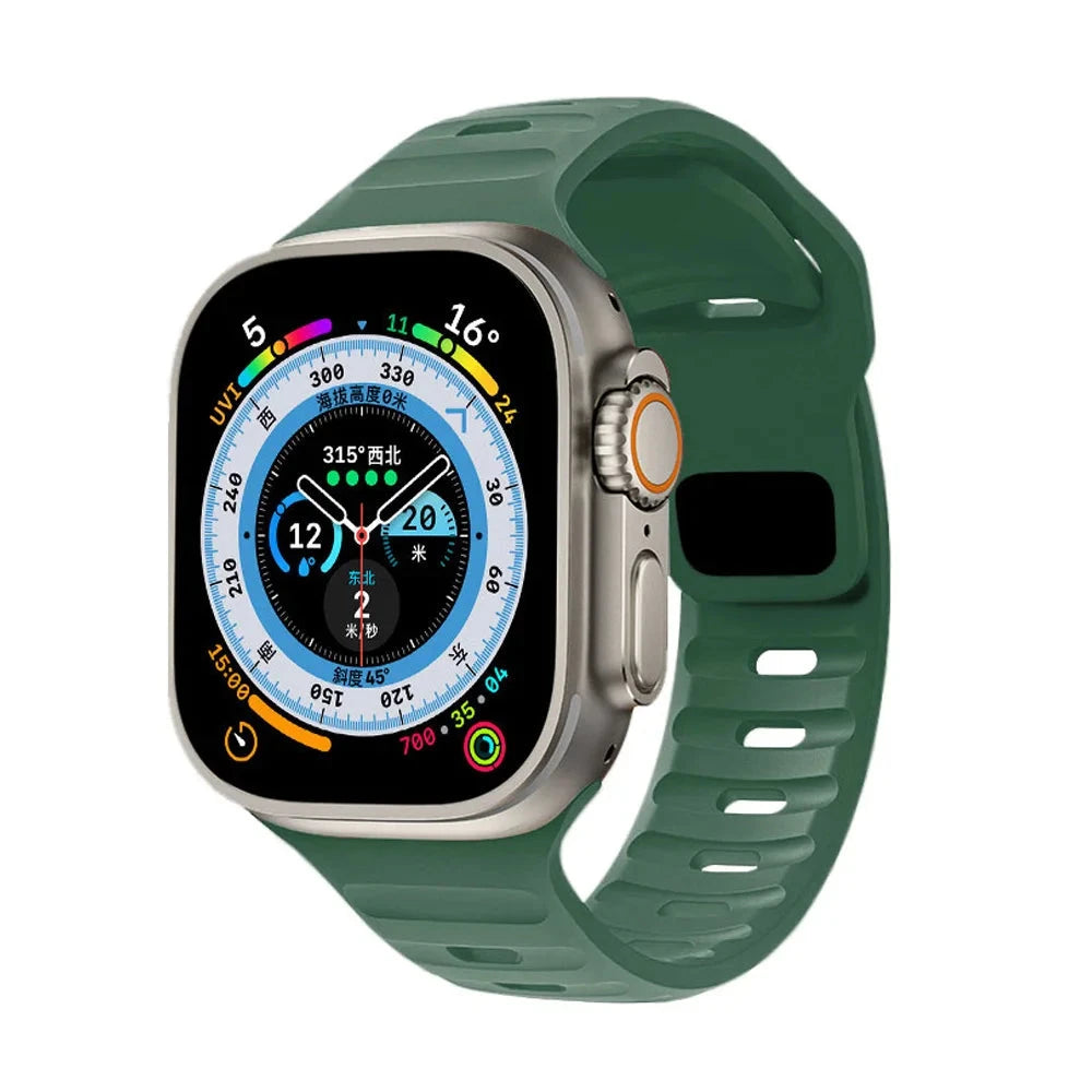 Ocean Silicone Strap for Apple Watch Band, Durable Replacement Strap Compatible with 42mm, 44mm, 45mm, 49mm (Series 3, 4, 5, 6, 7, 8, SE, Ultra) - Wearable Upgrades
