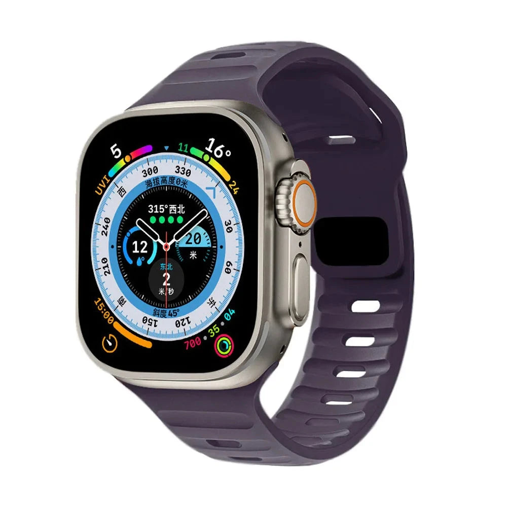 Ocean Silicone Strap for Apple Watch Band, Durable Replacement Strap Compatible with 42mm, 44mm, 45mm, 49mm (Series 3, 4, 5, 6, 7, 8, SE, Ultra) - Wearable Upgrades