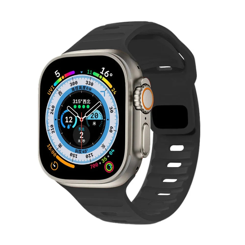 Ocean Silicone Strap for Apple Watch Band, Durable Replacement Strap Compatible with 42mm, 44mm, 45mm, 49mm (Series 3, 4, 5, 6, 7, 8, SE, Ultra) - Wearable Upgrades