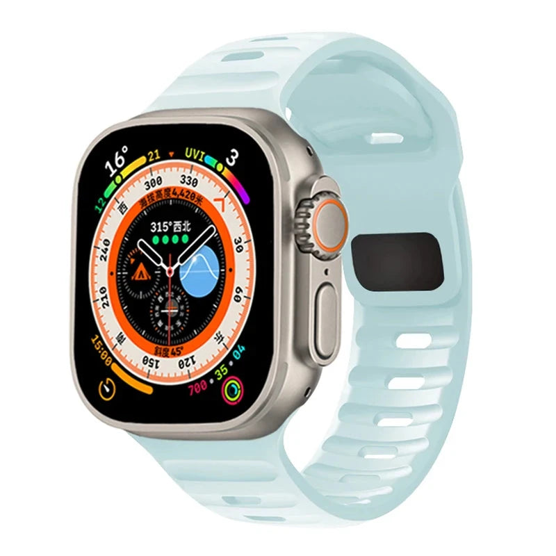 Ocean Silicone Strap for Apple Watch Band, Durable Replacement Strap Compatible with 42mm, 44mm, 45mm, 49mm (Series 3, 4, 5, 6, 7, 8, SE, Ultra) - Wearable Upgrades
