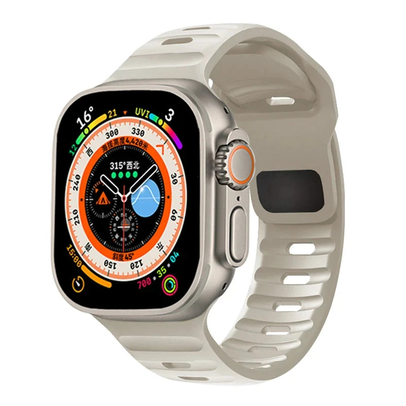 Ocean Silicone Strap for Apple Watch Band, Durable Replacement Strap Compatible with 42mm, 44mm, 45mm, 49mm (Series 3, 4, 5, 6, 7, 8, SE, Ultra) - Wearable Upgrades