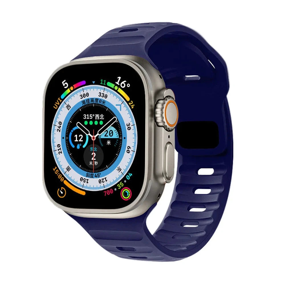 Ocean Silicone Strap for Apple Watch Band, Durable Replacement Strap Compatible with 42mm, 44mm, 45mm, 49mm (Series 3, 4, 5, 6, 7, 8, SE, Ultra) - Wearable Upgrades
