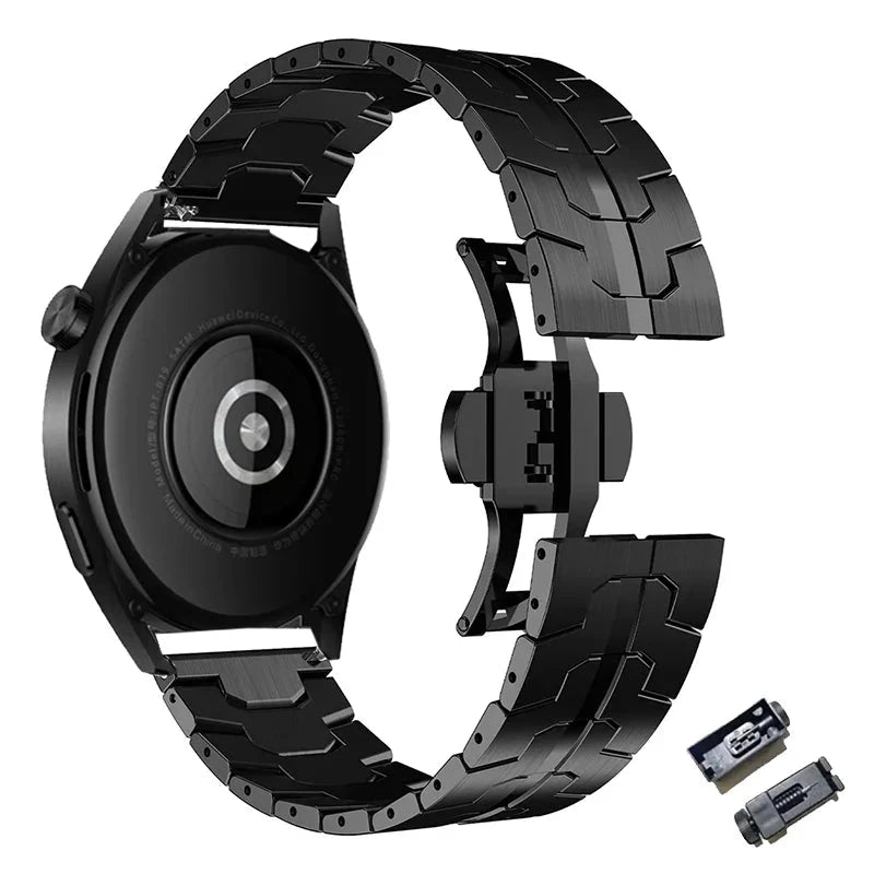 Stainless Steel Band in Titanium Color – Durable Strap Compatible with Samsung Galaxy Watch 6 Classic (43mm & 47mm), Galaxy Watch 5/4 (40mm & 44mm), and Huawei Watch 4 Pro - Wearable Upgrades