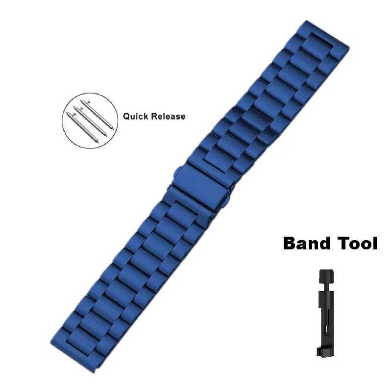Starlight Stainless Steel Watch Band Strap – Durable and Elegant Design, Compatible with 18mm, 20mm, 22mm, and 24mm Watches, Including Samsung Galaxy Watch 3, 4, 5 Pro (40mm, 44mm, 42mm, 46mm), Active2 - Wearable Upgrades