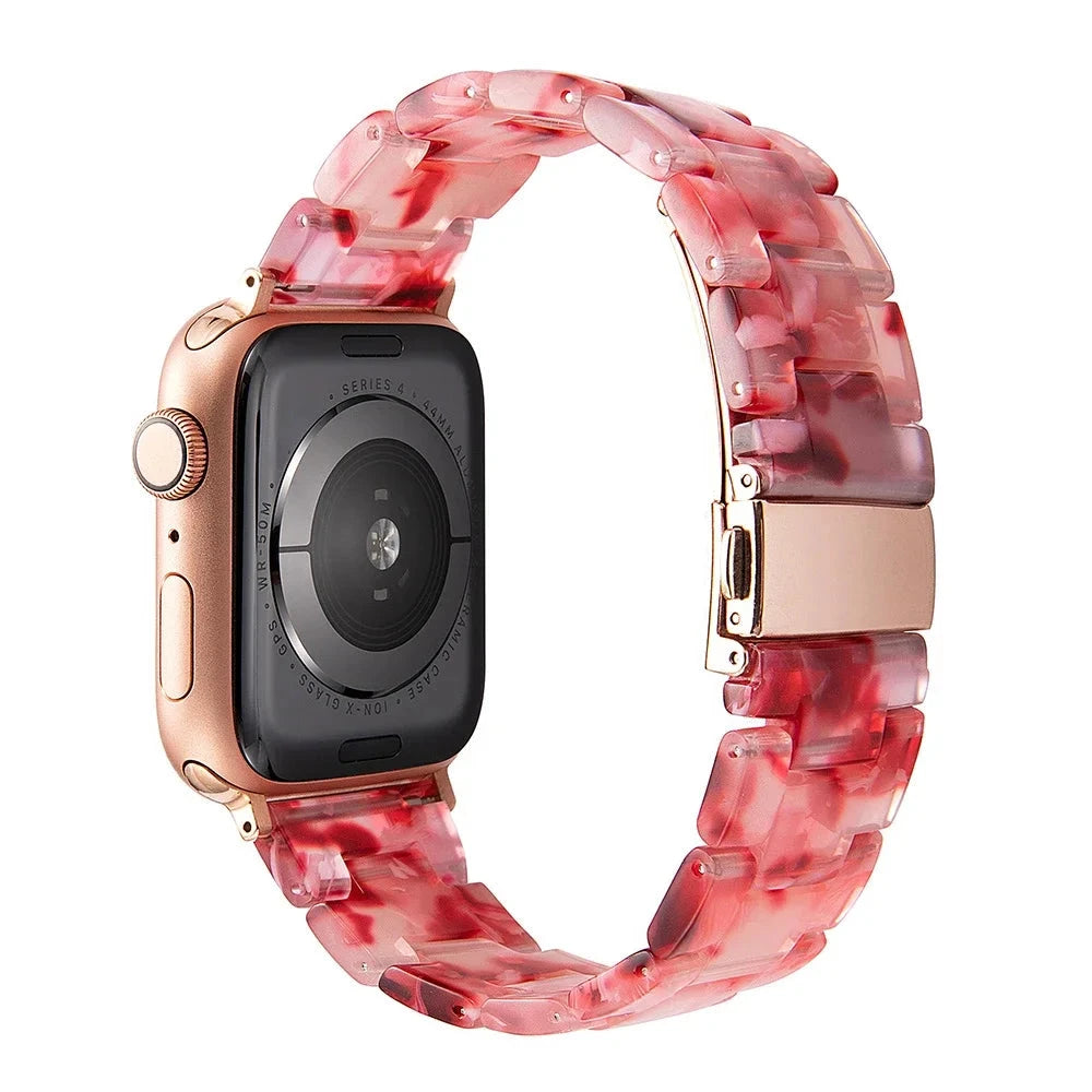 Transparent Resin Apple Watch Band with Stainless Steel Buckle, Compatible with Apple Watch Series 1-8, SE, and Ultra (38mm, 40mm, 41mm, 42mm, 44mm, 45mm, 49mm) - Wearable Upgrades